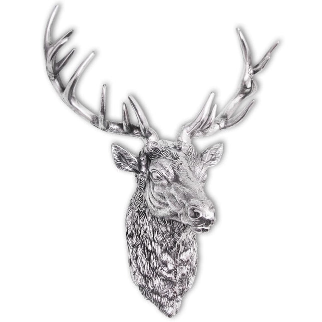 Décoration Murale En Forme De Tête De Cerf Aluminium Argenté