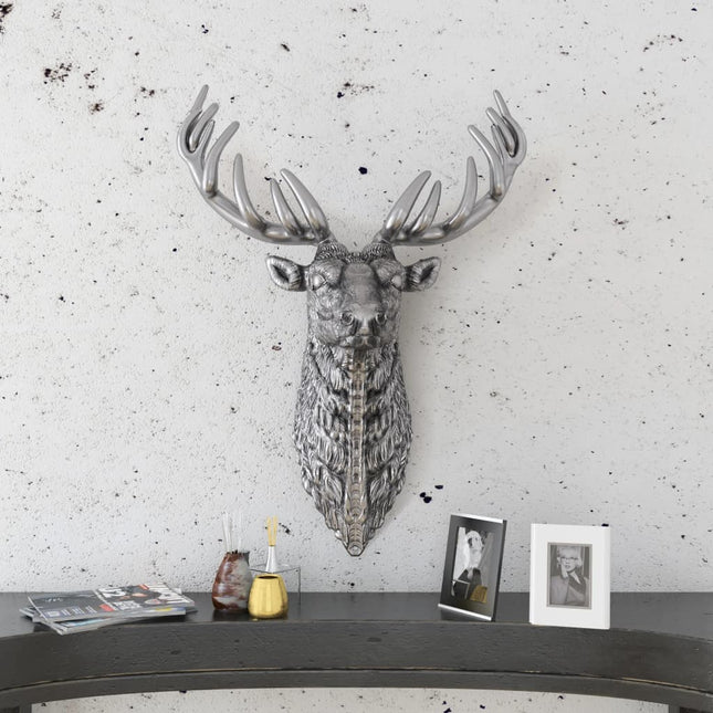 Décoration Murale En Forme De Tête De Cerf Aluminium Argenté