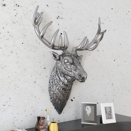 Décoration Murale En Forme De Tête De Cerf Aluminium Argenté