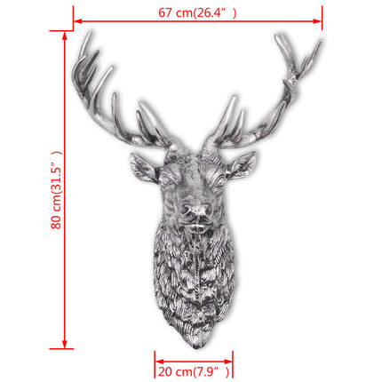 Décoration Murale En Forme De Tête De Cerf Aluminium Argenté