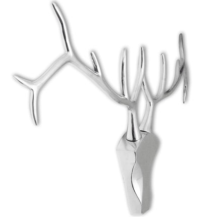 Décoration Murale En Forme De Tête De Cerf Aluminium Argenté