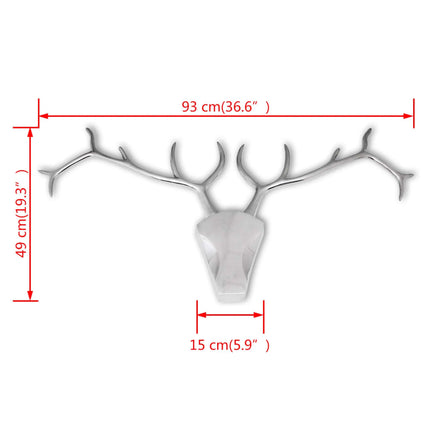 Décoration Murale En Forme De Tête De Cerf Aluminium Argenté