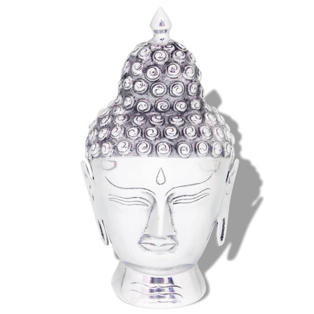 Décoration Murale En Forme De Tête De Bouddha Aluminium Argenté