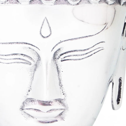 Décoration Murale En Forme De Tête De Bouddha Aluminium Argenté