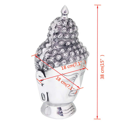 Décoration Murale En Forme De Tête De Bouddha Aluminium Argenté