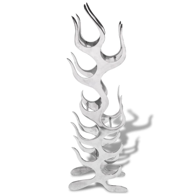 Casier À 9 Bouteilles En Forme De Flamme Aluminium Argenté