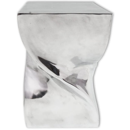 Table Auxiliaire / Tabouret Forme Torsadée Aluminium Argenté