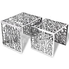 Table Auxiliaire Carrée 2 Pièces Aluminium Argenté