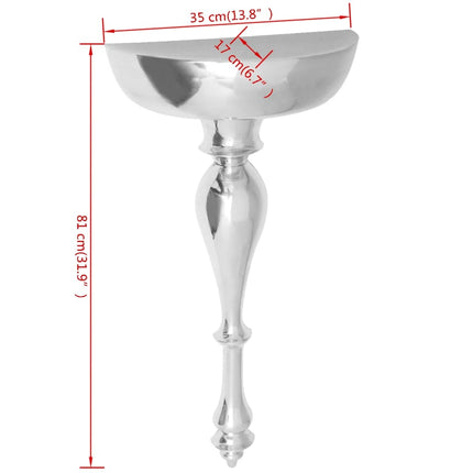 Table Console / Étagère Murale 35 X 17 X 81 Cm Aluminium Argenté
