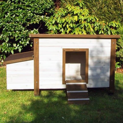 @Pet Poulailler D'extérieur 136X74,5X75 Cm Bois Blanc Et Marron