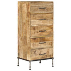 Coffre À Tiroirs 45X35X106 Cm Bois De Manguier Massif