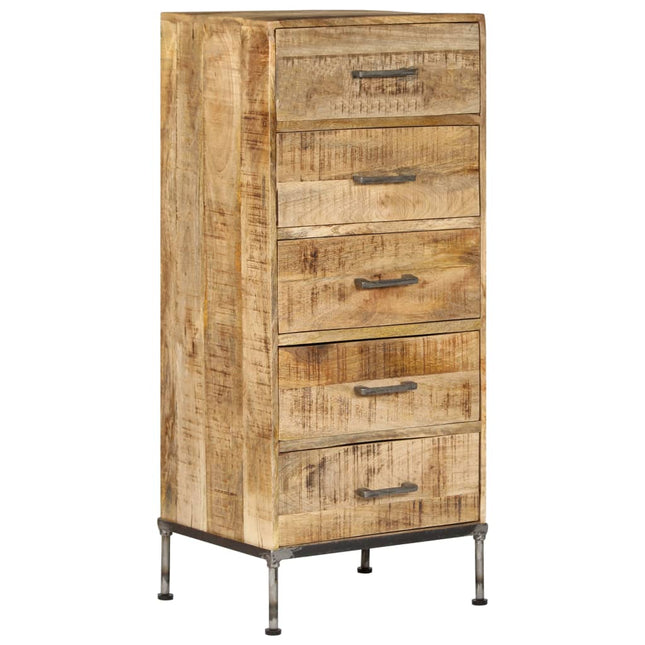 Coffre À Tiroirs 45X35X106 Cm Bois De Manguier Massif