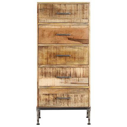 Coffre À Tiroirs 45X35X106 Cm Bois De Manguier Massif