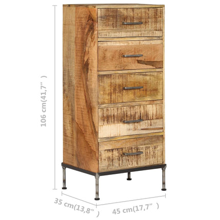 Coffre À Tiroirs 45X35X106 Cm Bois De Manguier Massif