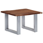 Table Basse Avec Bord Naturel 60X60X40 Cm Bois D'acacia Massif