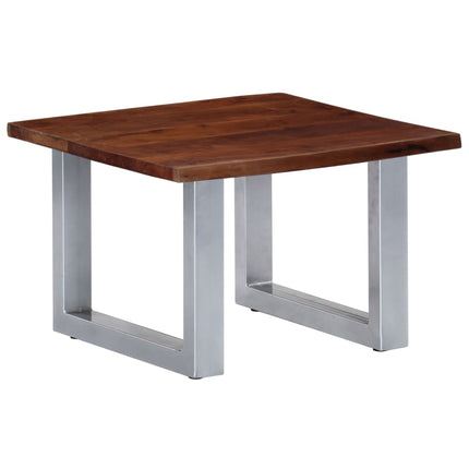 Table Basse Avec Bord Naturel 60X60X40 Cm Bois D'acacia Massif