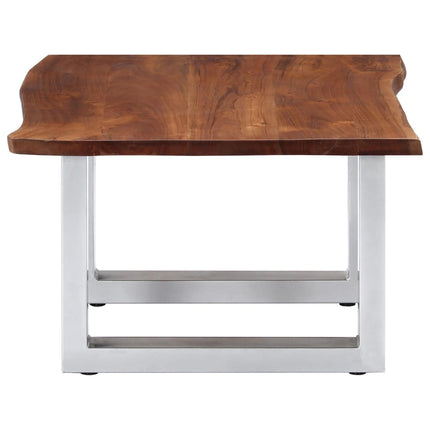 Table Basse Avec Bord Naturel 60X60X40 Cm Bois D'acacia Massif