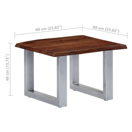Table Basse Avec Bord Naturel 60X60X40 Cm Bois D'acacia Massif