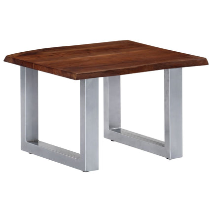 Table Basse Avec Bord Naturel 60X60X40 Cm Bois D'acacia Massif