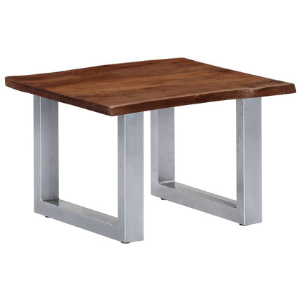 Table Basse Avec Bord Naturel 60X60X40 Cm Bois D'acacia Massif
