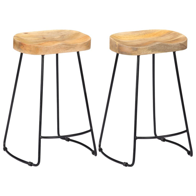Tabourets De Bar Gavin Lot De 2 Bois De Manguier Solide Marron Clair