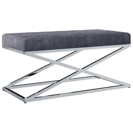 Banc 97 Cm Tissu De Velours Et Acier Inoxydable
