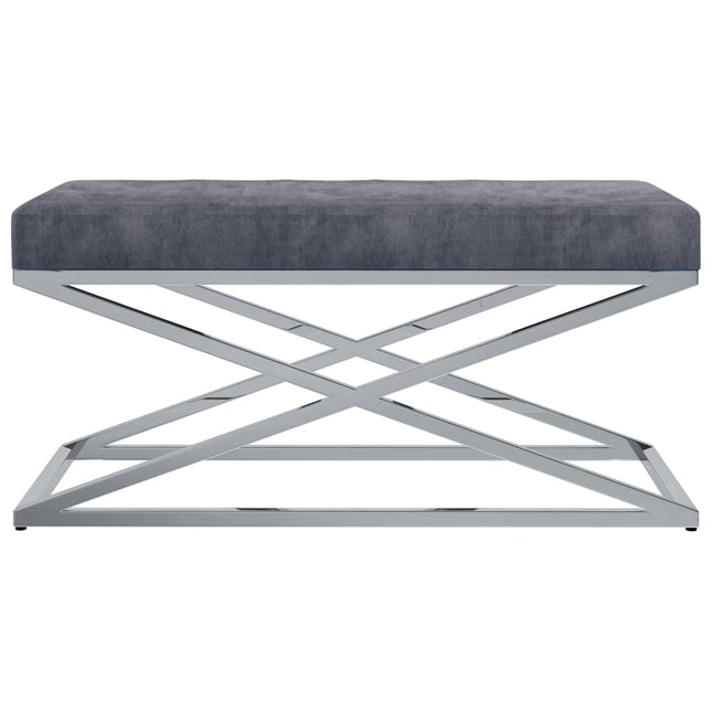 Banc 97 Cm Tissu De Velours Et Acier Inoxydable