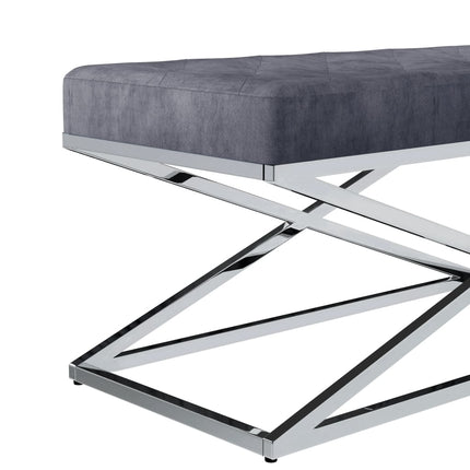 Banc 97 Cm Tissu De Velours Et Acier Inoxydable