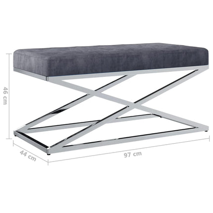 Banc 97 Cm Tissu De Velours Et Acier Inoxydable