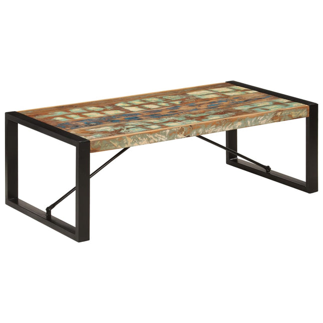 Table Basse 120X60X40 Cm Bois De Récupération Solide Noir