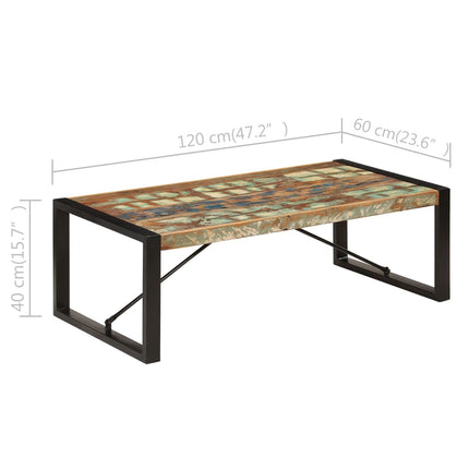 Table Basse 120X60X40 Cm Bois De Récupération Solide Noir