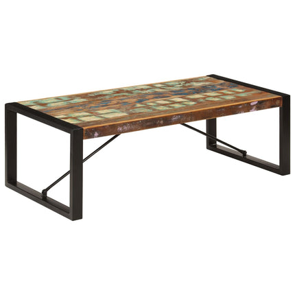 Table Basse 120X60X40 Cm Bois De Récupération Solide Noir