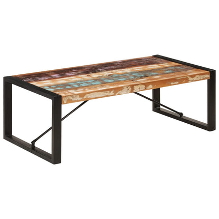 Table Basse 120X60X40 Cm Bois De Récupération Solide Noir