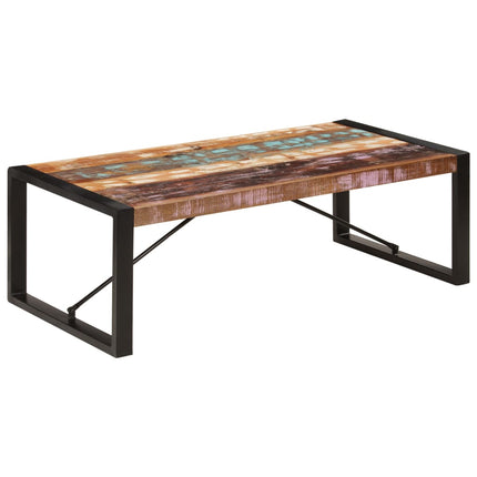 Table Basse 120X60X40 Cm Bois De Récupération Solide Noir