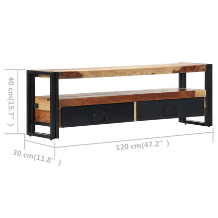 Meuble Tv 120X30X40 Cm Bois De Sesham Solide