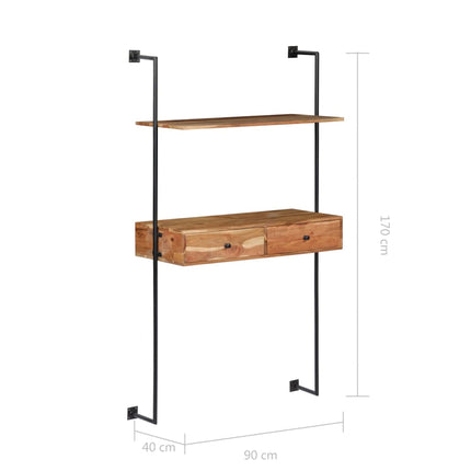 Bureau Mural 90X40X170 Cm Bois D'acacia Solide