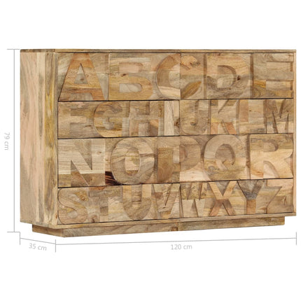 Meuble Alphabétique Avec 6 Tiroirs 120X35X79 Cm Manguier Massif