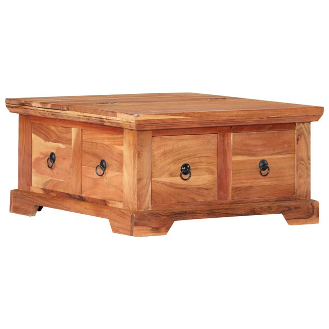 Table Basse 66X70X35 Cm Bois Solide D'acacia