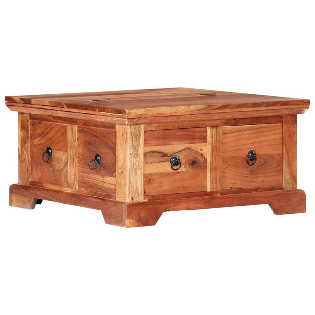 Table Basse 66X70X35 Cm Bois Solide D'acacia