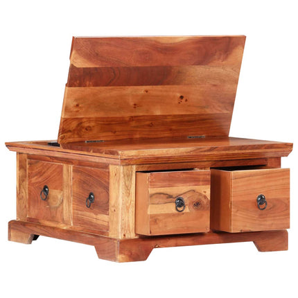 Table Basse 66X70X35 Cm Bois Solide D'acacia