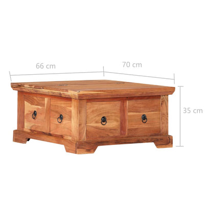 Table Basse 66X70X35 Cm Bois Solide D'acacia