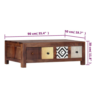 Table Basse 90X50X30 Cm Bois Massif