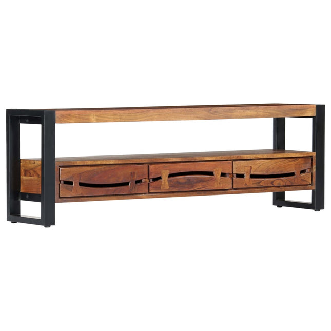 Meuble Tv 140X30X45 Cm Bois D'acacia Massif