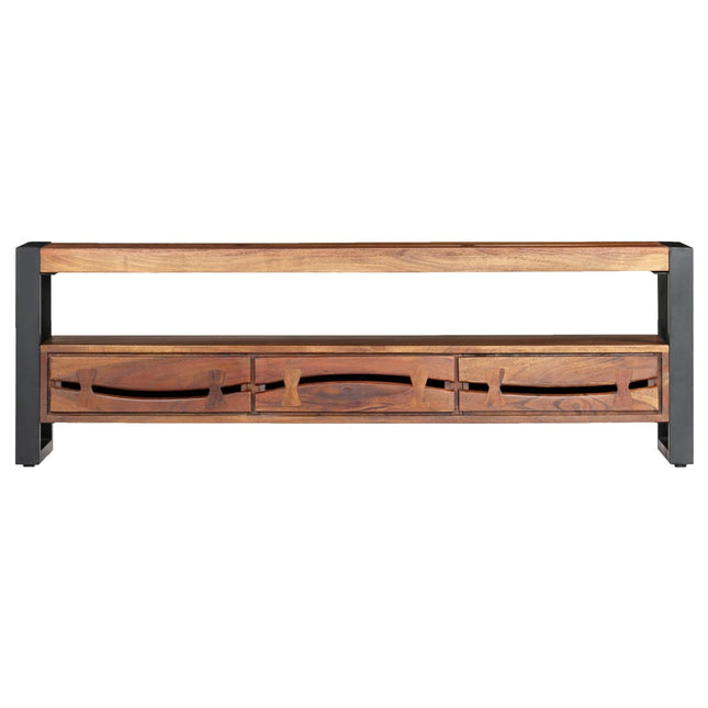 Meuble Tv 140X30X45 Cm Bois D'acacia Massif
