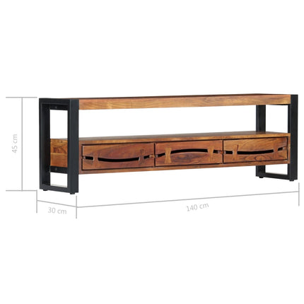 Meuble Tv 140X30X45 Cm Bois D'acacia Massif