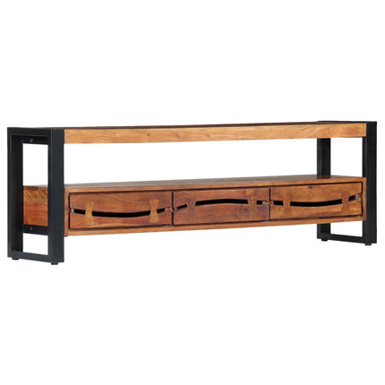 Meuble Tv 140X30X45 Cm Bois D'acacia Massif