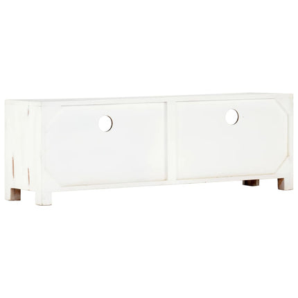 Meuble Tv Blanc 120X30X40 Cm Bois D'acacia Massif