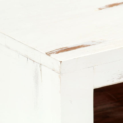 Meuble Tv Blanc 120X30X40 Cm Bois D'acacia Massif