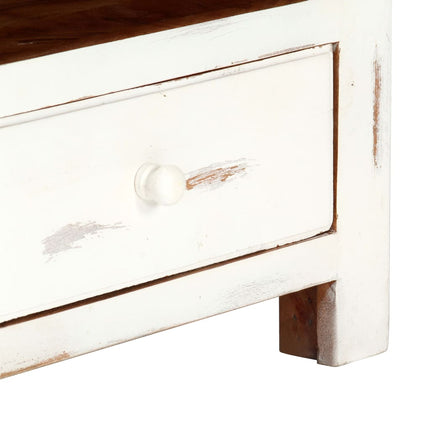 Meuble Tv Blanc 120X30X40 Cm Bois D'acacia Massif