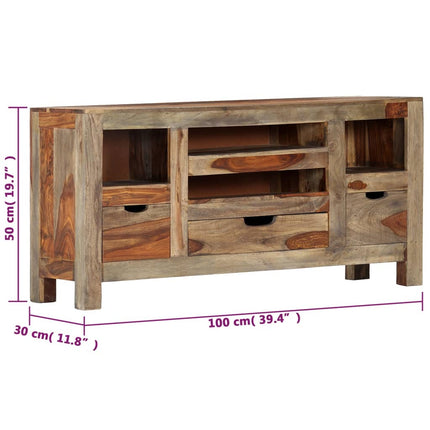 Buffet Gris 100X30X50 Cm Bois Massif